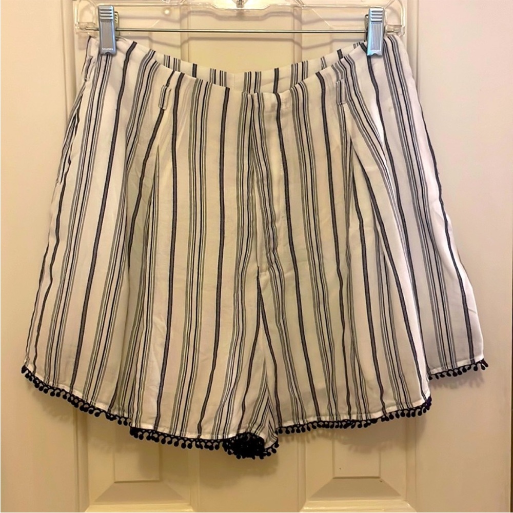 The Jetset Diaries TJD Aries Stripe Paper Bag Shorts Navy & Ivory NWT